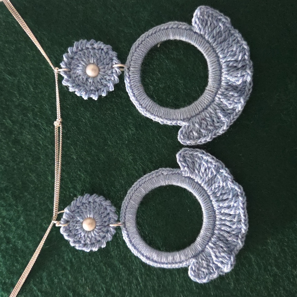 Elegant Light Blue Crochet Earrings
